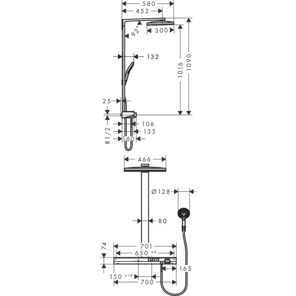 Душевая система с термостатом Rainmaker Select Hansgrohe, белый, хром арт. 27028400