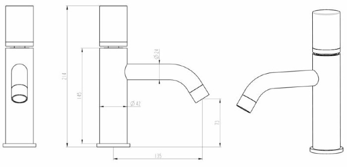 Смеситель для раковины, золото, Stick Boheme 121-GCR.2