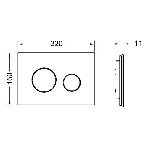 Панель смыва, стекло черное, хром глянцевый, loop TECE арт. 9240656
