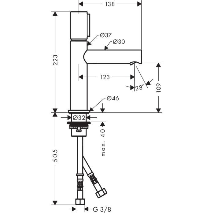 Смеситель для раковины Uno Axor, полированный черный хром арт. 45012330