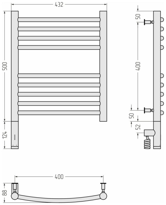 Сунержа Электрический полотенцесушитель 500x400, Богема 3.0, 15-5802-5040 цвет: тёмный титан муар