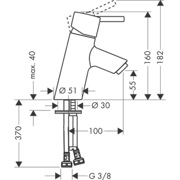 Смеситель для раковины без сливного гарнитура, Hansgrohe Talis S, хром арт. 32031000