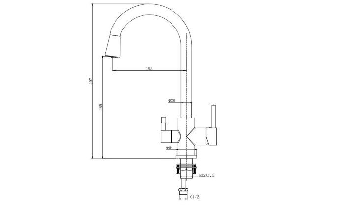 Смеситель для кухни с подключением к фильтру воды, Aquatek Вега, хром арт. AQ1085CR