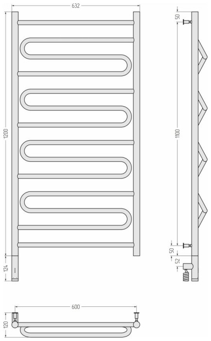 Сунержа Электрический полотенцесушитель 800x500, Элегия 3.0, 12-5818-1260 цвет: белый