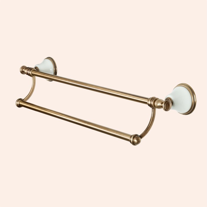 Полотенцедержатель двойной 58см, подвесной, Harmony белый/бронза, Tiffany World - TWHA012bi/br