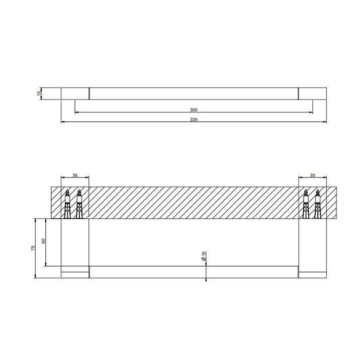Полотенцедержатель, 30 см, подвесной, Gessi Origini, black metal brushed pvd арт. 66500#707