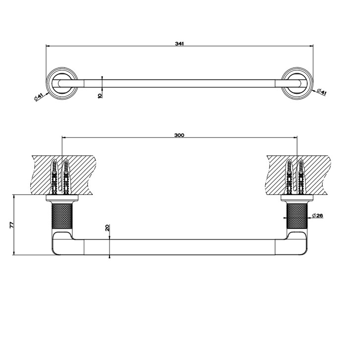 Полотенцедержатель, 30 см, подвесной, Gessi Inciso, finox арт. 58497#149