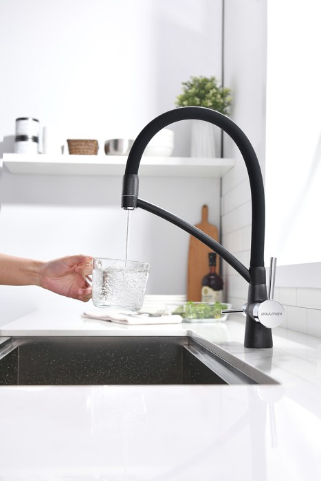 Смеситель для кухни  Paulmark SIEGEN, черный металлик - Si213111-418