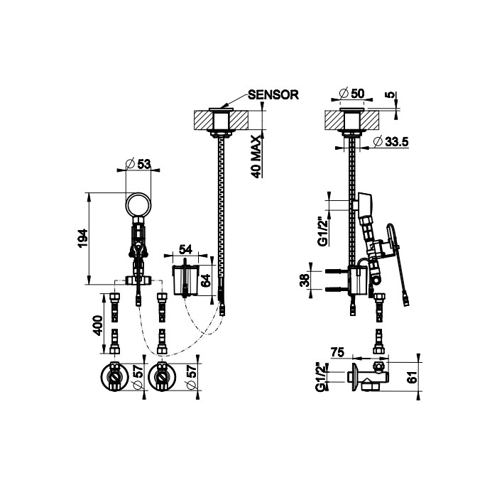 Электронное удаленное управление для излива с кран фильтром для регулировки температуры и напора, Gessi Ingranaggio, хром арт. 30653#031