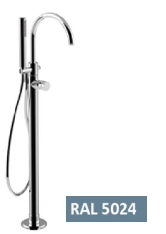 Напольный смеситель для ванны отдельностоящий, излив, ручной душ, Giulini My ring, RAL5024matt арт. MR0092EPCCRAL5024matt