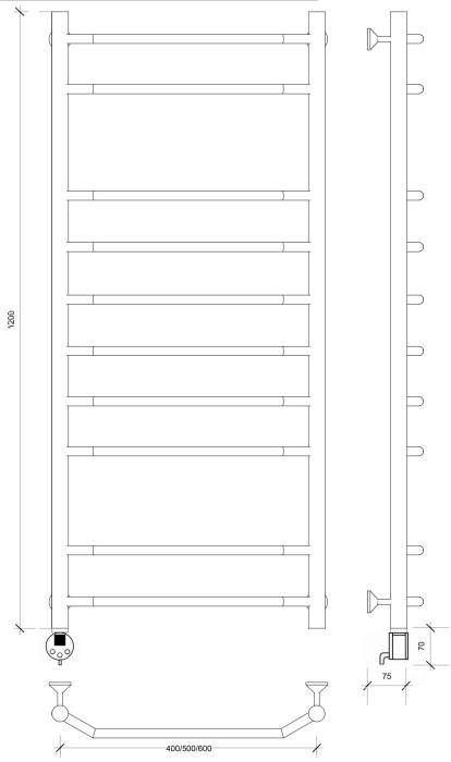 Полотенцесушитель электрический 120x50 Агата 2 Secado арт. 4673739231692