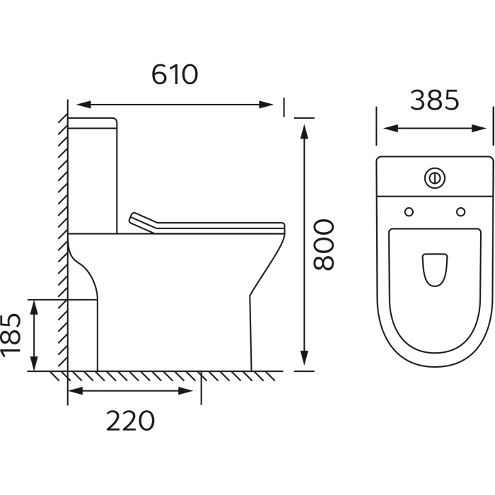 Унитаз-компакт 385х610х800 напольный, безободковый, с быстросъемным сиденьем микролифт, Azario Mist арт. AZ-45