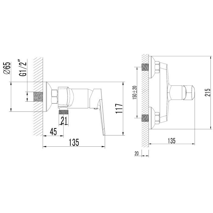 Смеситель для душа с ручным душем, керамический картридж, хром, Azario CASTELO арт. AZ-VJC338274C