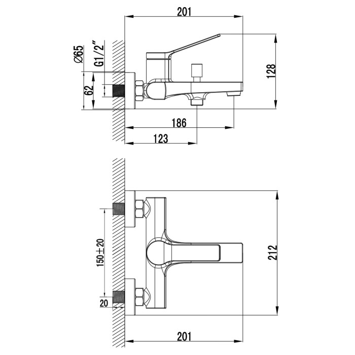Смеситель для ванны и душа с ручным душем, керамический картридж, черный, Azario VISE арт. AZ-VSA238330PA