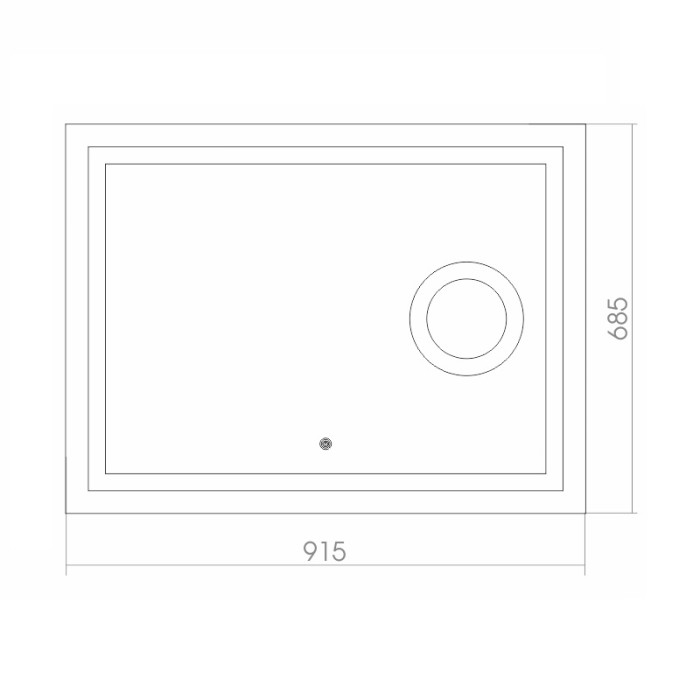 Зеркало 915х685, LED-подсветка с диммером 2 режима, сенсорный выключатель, увеличительное зеркало, Azario Оптима - ФР-00001375