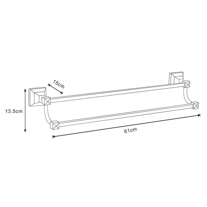 Полотенцедержатель трубчатый двойной 60 см, хром, Azario Altre - AZ-96002B