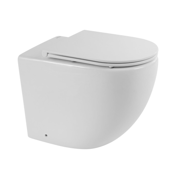 Пристенный унитаз, безободковый, BelBagno, белый глянцевый, SFERA-R арт. BB2141CBR/BB870SC