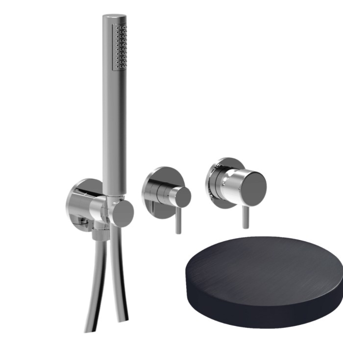 Внешняя часть смесителя для душа на 3 режима, однорычажный, поворотный переключатель, ручной душ + 2 доп. вывода воды, Giulini My future, ганметал арт. 59X5302EPCRNS