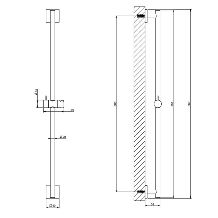 Штанга для душа, Gessi Rilievo, nero xl арт. 59244#299