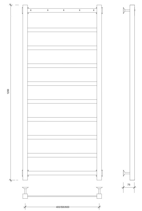 Полотенцесушитель водяной 120x40 Корсико 1 К (хром) Secado арт. 4603777473235