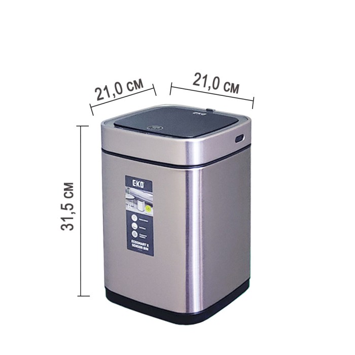 Мусорное ведро EKO 6 литров сенсорное, перезаряжаемое, сталь арт. EK9252R GMT-6L