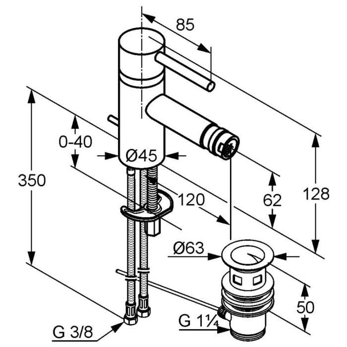 Однорычажный смеситель для биде dn15, bozz Kludi, хром - 385330576