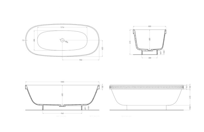 Ванна отдельностоящая 179x79, матовая, Salini GRECAMEANDER арт. 103021M