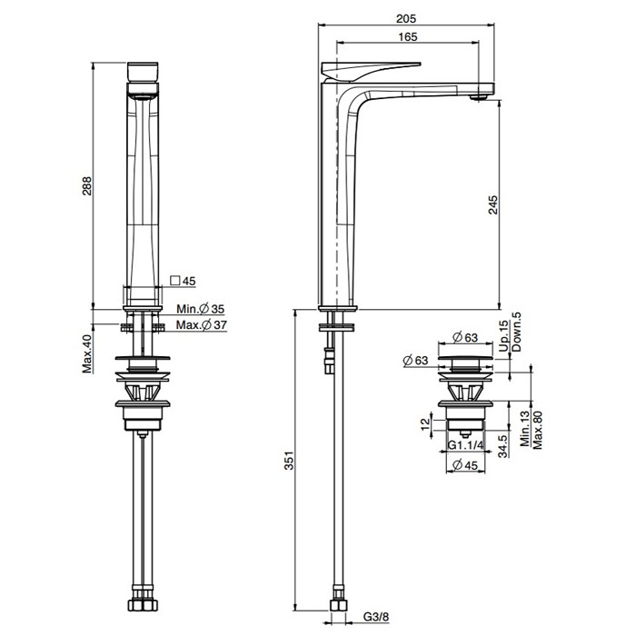 Fima Carlo Frattini Высокий смеситель для раковины, Zeta, F3961/HNCR цвет: хром
