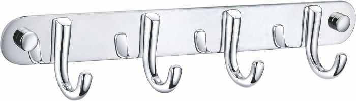 Вешалка с 4 крючками для ванной, Wonzon &amp; Woghand, WW-9384-4 цвет: хром