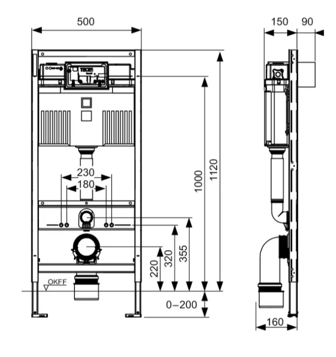 Система инсталляции для унитазов TECE Profil TECEprofil Uni 2.0 9300302