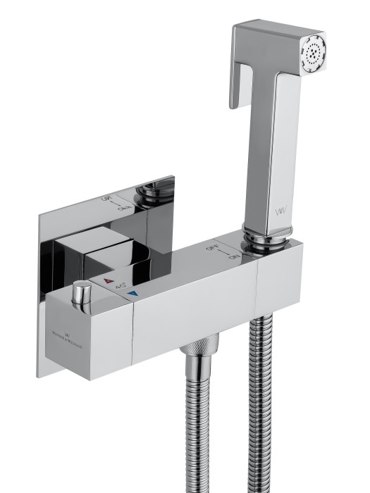 Смеситель с гигиеническим душем и термостатом встраиваемый, Wonzon & Woghand, WW-88819903-CR цвет: хром