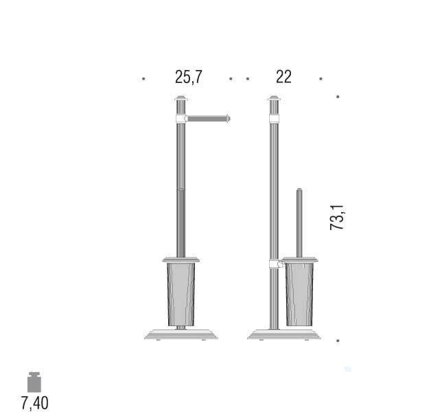 Стойка напольная Colombo Design Hermitage с держателем туалетной бумаги и ершиком, цвет хром арт. B3318