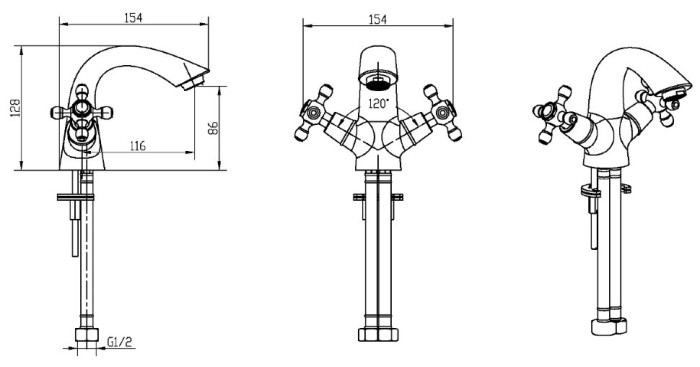 Смеситель для раковины, хром, Flora Boheme 271-FL
