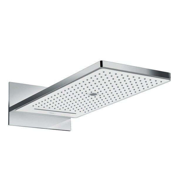 Верхний душ с настенным креплением скрытого монтажа Rainmaker Select Hansgrohe, белый, хром арт. 24011400