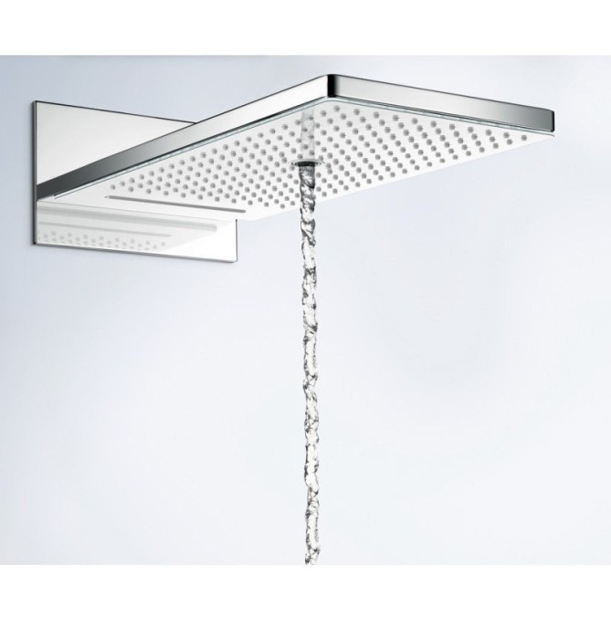 Верхний душ с настенным креплением скрытого монтажа Rainmaker Select Hansgrohe, белый, хром арт. 24011400