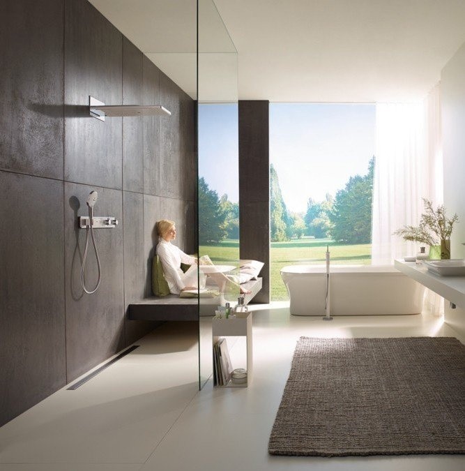 Верхний душ с настенным креплением скрытого монтажа Rainmaker Select Hansgrohe, белый, хром арт. 24011400