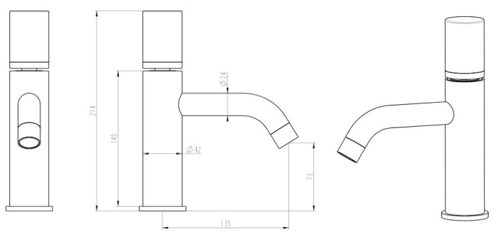 Смеситель для раковины, золото, Stick Boheme 121-GG