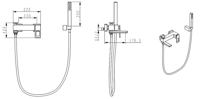 Смеситель для ванны WhiteUW Q Boheme 143-WUW