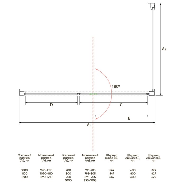 Душевой угол 1100х900х1950 черный, Veconi Rovigo, стекло прозрачное арт. RV034B-11090-01-C7