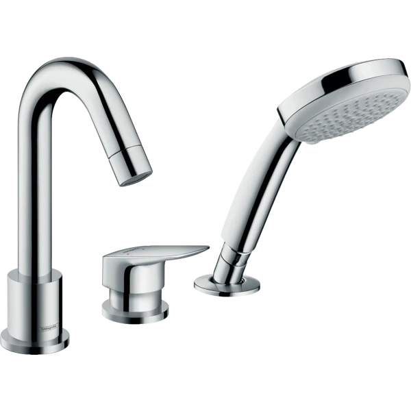 Смеситель для ванны на 3 отверстия, с душевым гарнитуром, Hansgrohe Logis, хром арт. 71313000