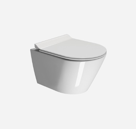 Подвесной унитаз 36х50 см, система смыва swirlflush, без крепежа в комплекте, безободковый, без сиденья, тихий смыв, GSI Kube-x арт. 941611