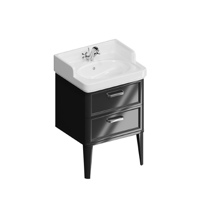 Тумба напольная с 2 ящиками 60см, Pompei Kerama Marazzi, черный - PO.N.60.2\BLK