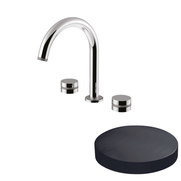 Смеситель для раковины на 3 отверстия, поворотный излив, без донного клапана, Giulini My ring deluxe, ганметал арт. MR112/SCDLCRNS