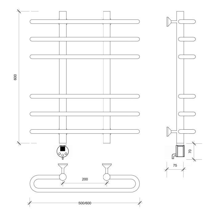 Полотенцесушитель электрический 60x20x60 Венеция 3 Secado арт. 4673739233924