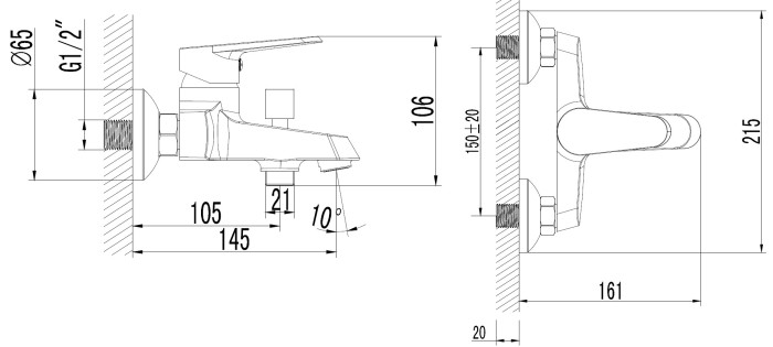 Смеситель для ванны с ручным душем, керамический картридж, хром, Azario CASTELO арт. AZ-VJC238274C