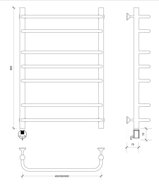 Полотенцесушитель электрический 80x50 Мерида 2 Secado арт. 4673739236031