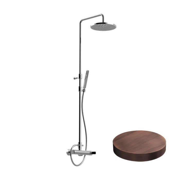 Душевая колонна внешнего монтажа, ручной душ, верхний душ из латуни, Giulini Surf, матовая медь арт. 5808SWC-SVROP