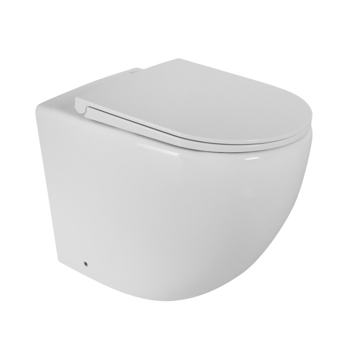 Пристенный унитаз, безободковый, BelBagno, белый глянцевый, SFERA-R арт. BB2141CBR/BB902SC