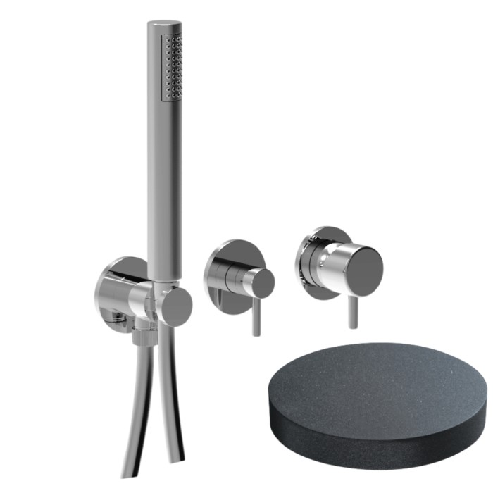 Внешняя часть смесителя для душа на 3 режима, однорычажный, поворотный переключатель, ручной душ + 2 доп. вывода воды, Giulini My future, графит арт. 59X5302EPGF