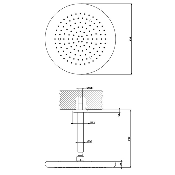 Верхний душ для потолочного крепления d306мм, Gessi Goccia, белый арт. 33766#279